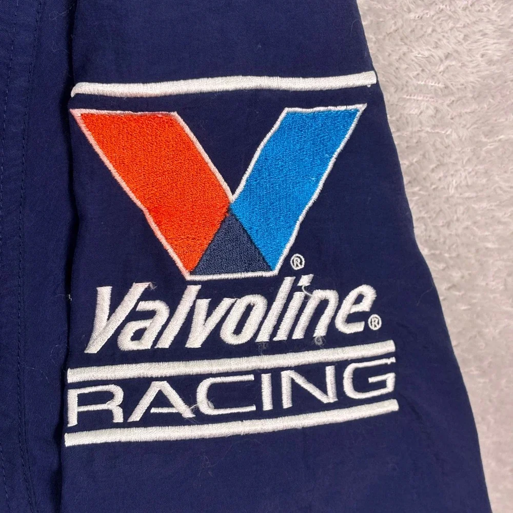 Vtg Chase Authentics Mens Windbreaker L‎ Navy Blue Mark Martin Valvoline Racing